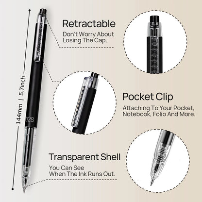 Set of 4 Retractable Gel Roller Pens for Japanese Style (0.28mm Ultra Fine)