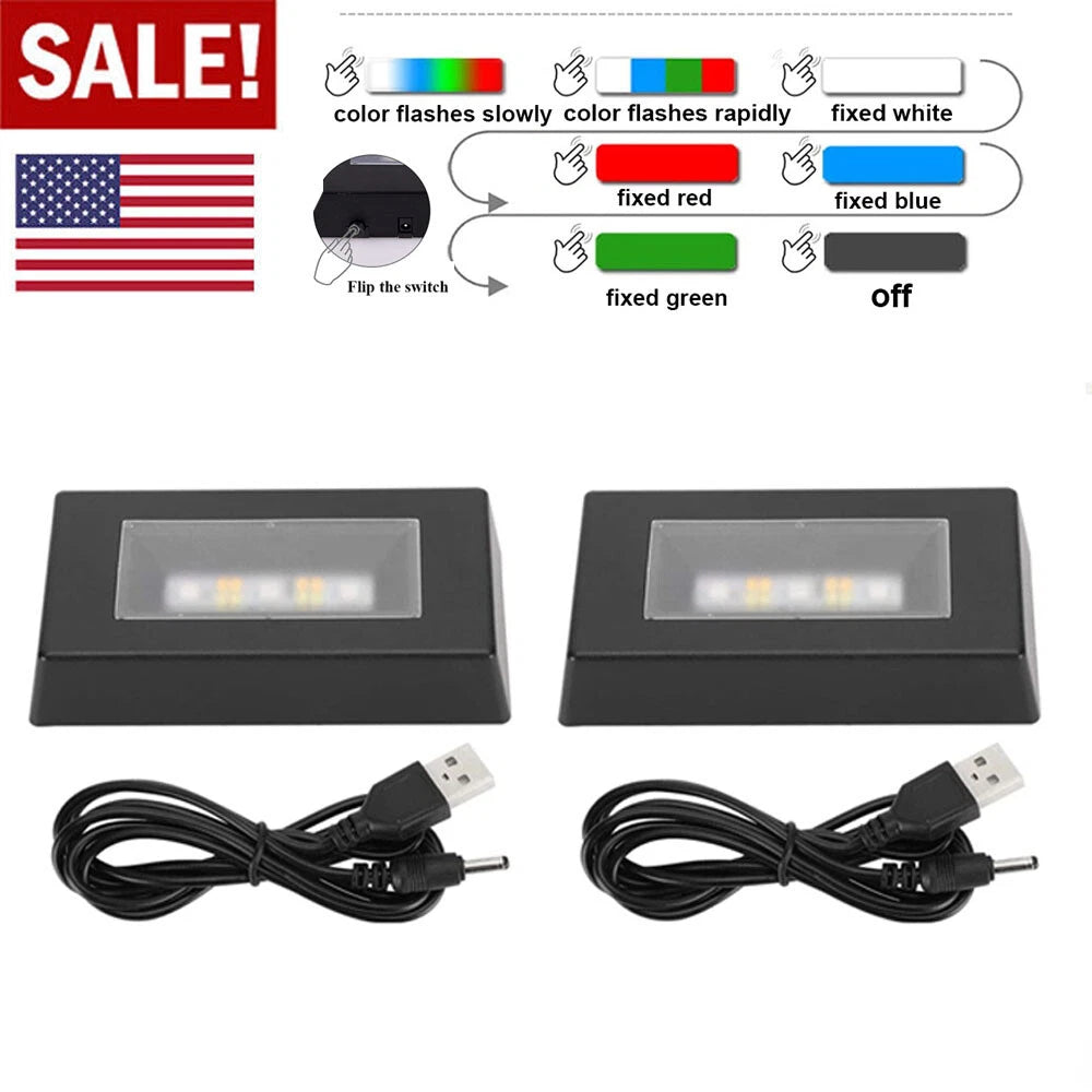 2X LED Display Base Light Stand for 3D Crystal Statues