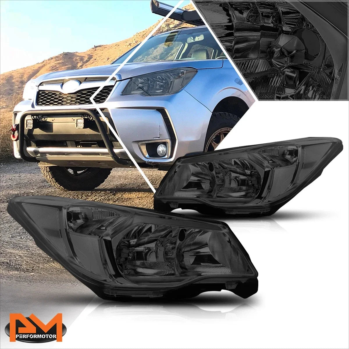 OE Headlight Lamps for Subaru Forester (2014–2016) Smoked Housing Clear Corner