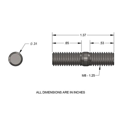 Kartsport Titanium Wheel Stud M8-1.25 for (9808125)