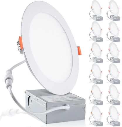 12-Pack 6 Inch LED Recessed Lights for Canless Wafer Do (6500K Daylight)