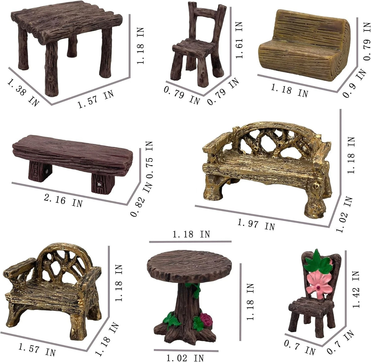 Miniature Table and Chairs Set for Fairy Garden