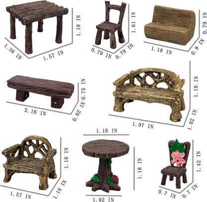 Miniature Table and Chairs Set for Fairy Garden