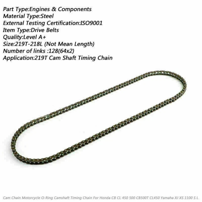 Timing Cam Chain 219T-128L for Honda CB450 CL450 CB500T (1966–1978) 14401-283-003 T9