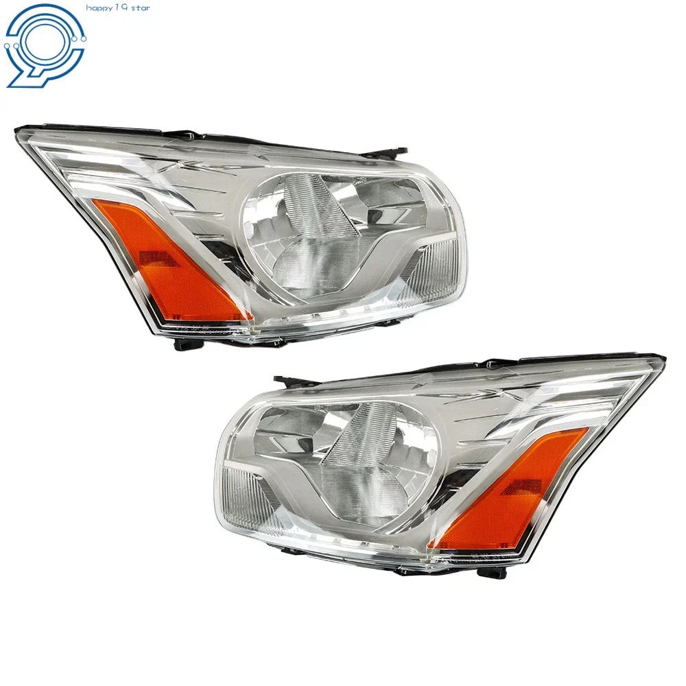 Set of 2 Halogen Headlights for Ford Transit (2015–2021) Chrome Clear Lens