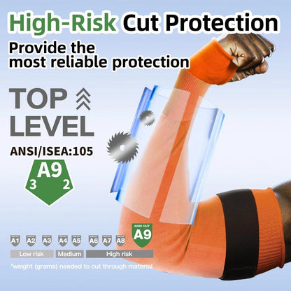 Cut Resistant Arm Sleeves for 18 In-1 Pair (ANSI A9, Orange)