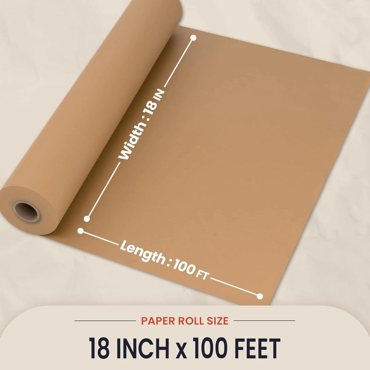 Brown Kraft Paper Roll 18 Inch x 100 Ft for BBQ Smoke (Food Grade)