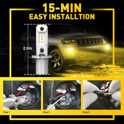 AUXITO LED Fog Light Bulbs H3 Yellow Kit for Lexus GX470 (2003–2009)