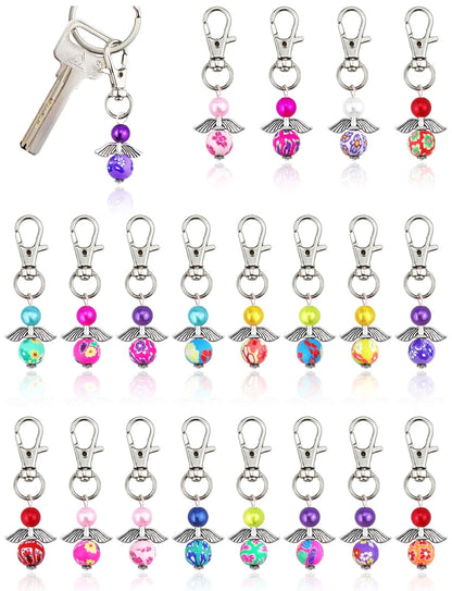 20 Pcs Angel Pearl Beads Pendant Keychain for Universal Use (Multi-Color)