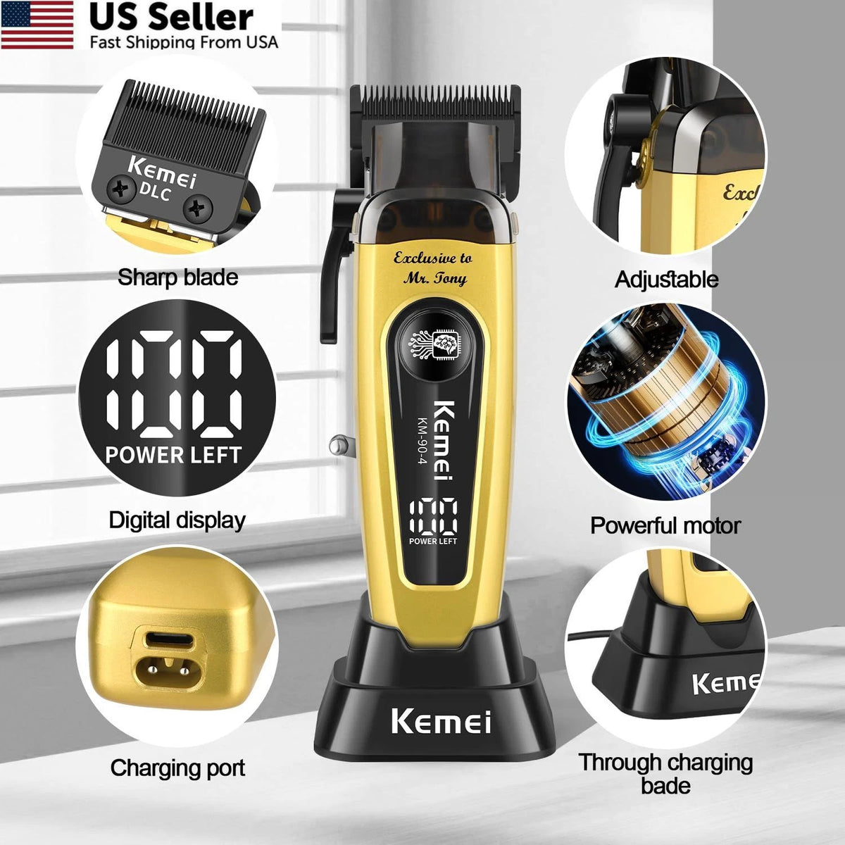 KEMEI KM-90-4 Professional Hair Clipper for Men Cord/Cordless