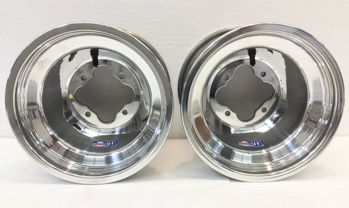 Pair of DWT Polished A5 Rolled Lip ATV Rear Wheels for Honda TRX 250R 450R (1986–2006)