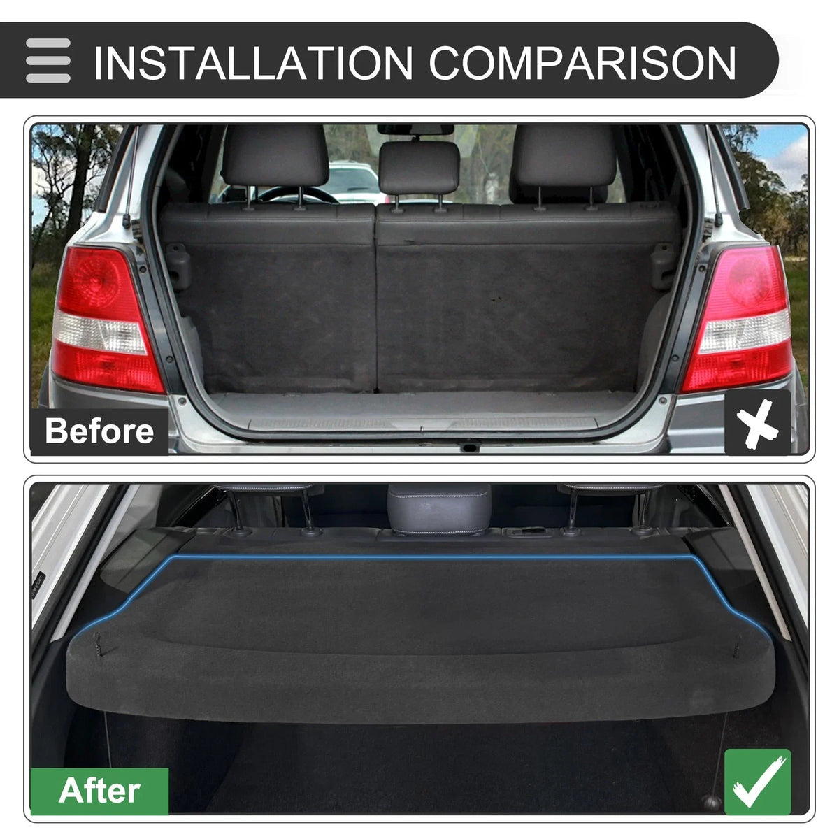 Rear Parcel Shelf Boot Load Cover for Ford Focus (2019–2022) Black