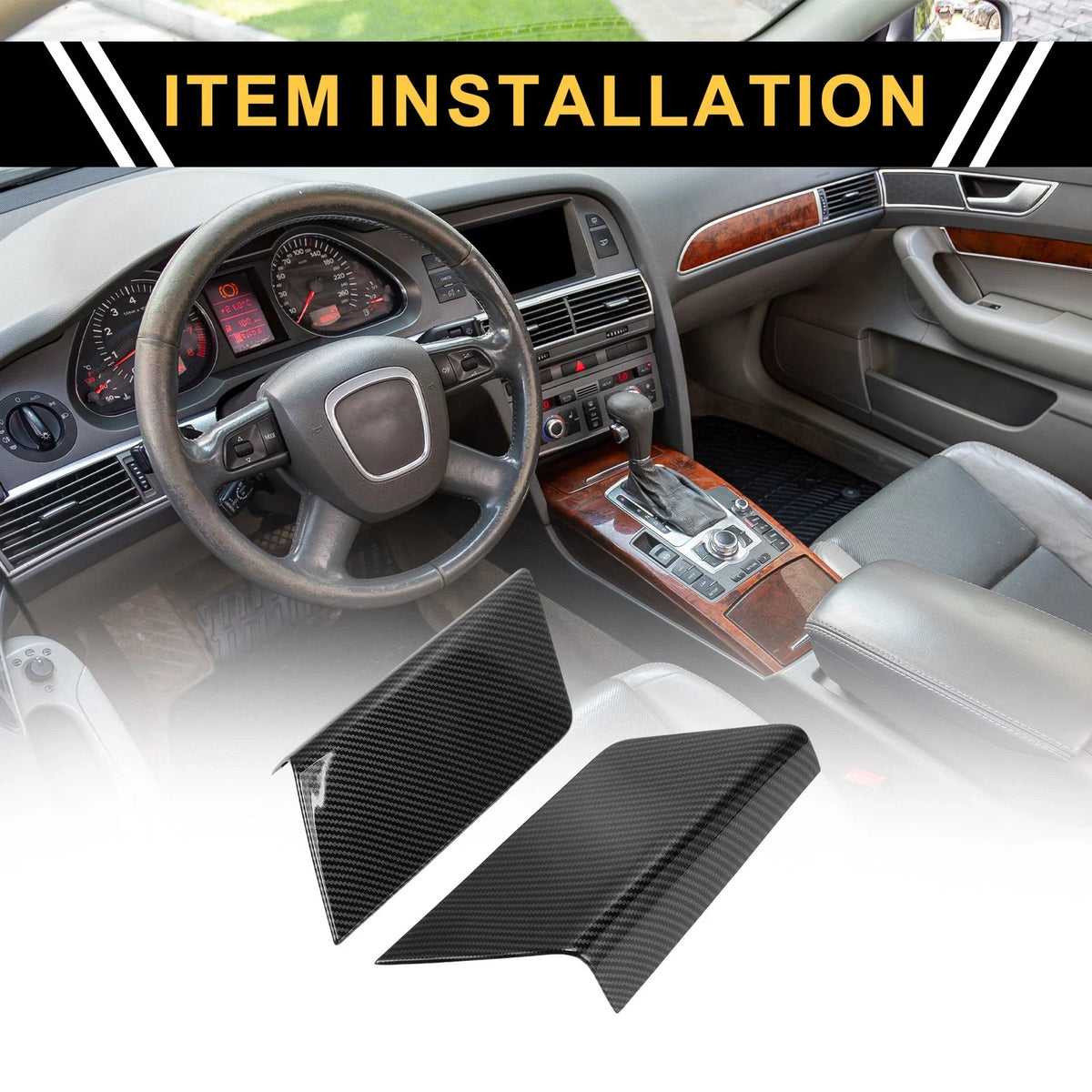1 Pair Carbon Fiber Door Panel Handle Covers for Ford F-150 (2021–2024)