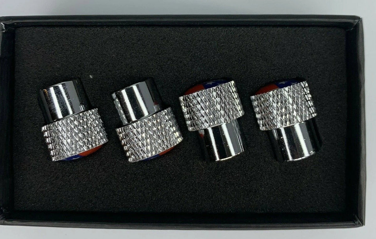 Valve Stem Caps W C6 Corvette Emblem Premium Chrome Knurled for Corvette (2005–2013)