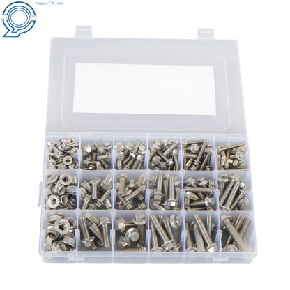 Set of 245 Hex Screws Flanged Bolts Nuts Kit for Metric M6 M8 M10