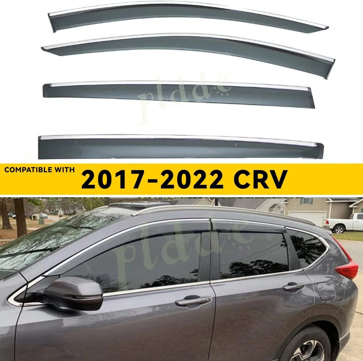 Window Visors for Honda CR-V (2017–2022) Smoke Tint Chrome