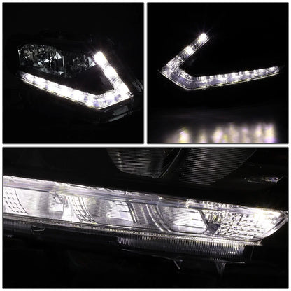 LED Headlight Lamps for Nissan Rogue (2014–2016) - Black Housing, Amber DRL