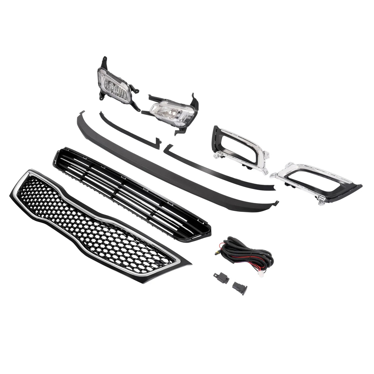 Set of 2 Front Bumper Upper Grille Chrome Trim for Kia Optima (2014–2015)