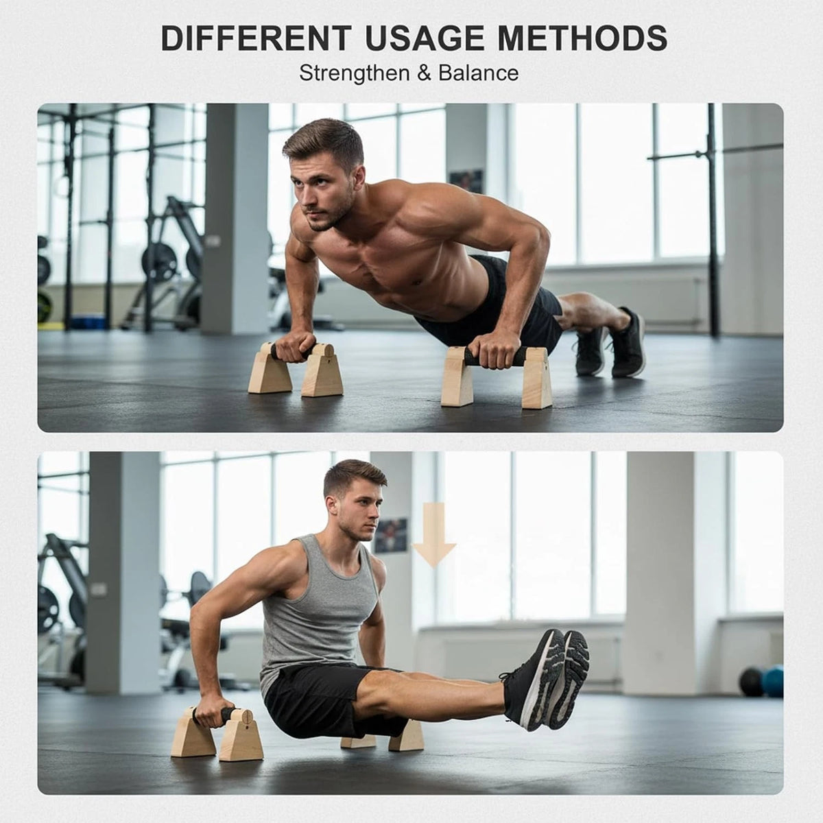 2X Wooden Parallettes Bars for Calisthenics Equipment