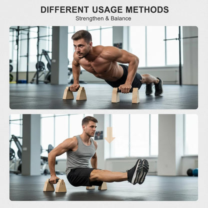 2X Wooden Parallettes Bars for Calisthenics Equipment