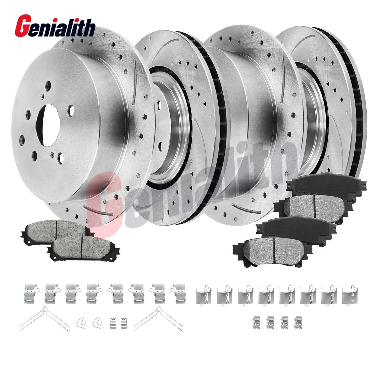 Set of 4 Drilled Rotors & Pads for Toyota Sienna (2011–2020), Highlander (2014–2019)