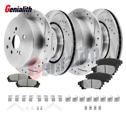 Set of 4 Drilled Rotors & Pads for Toyota Sienna (2011–2020), Highlander (2014–2019)
