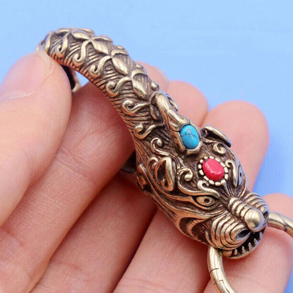 2X Solid Brass Dragon Keychains for Bag Wallet Snap Hook Clasps