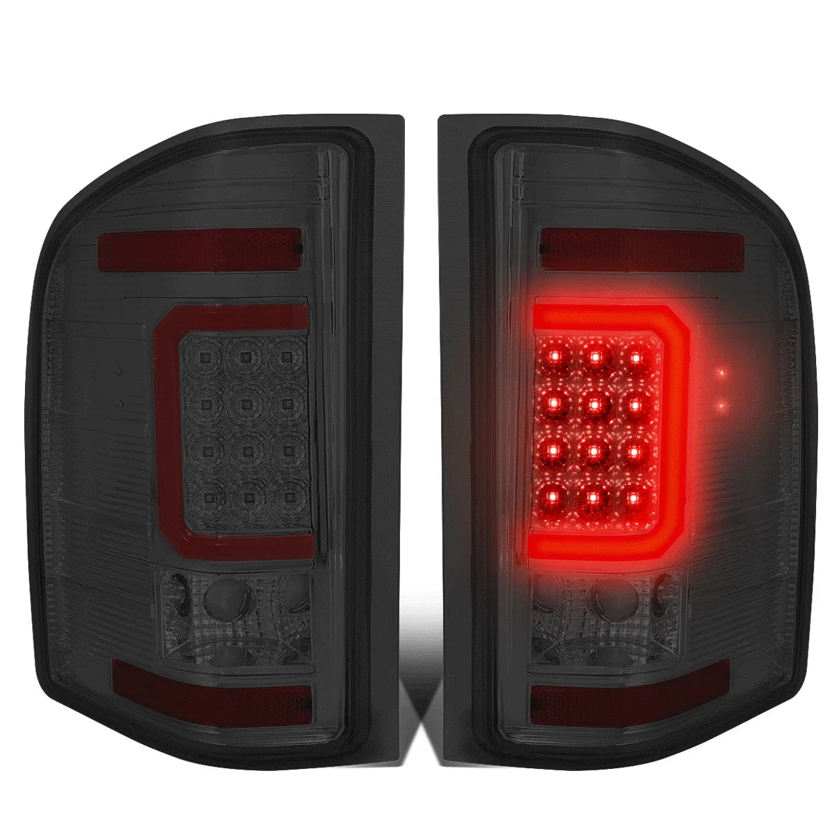 Red LED C-Tube Tail Brake Light Lamps for Chevy Silverado 1500 (2007–2014)