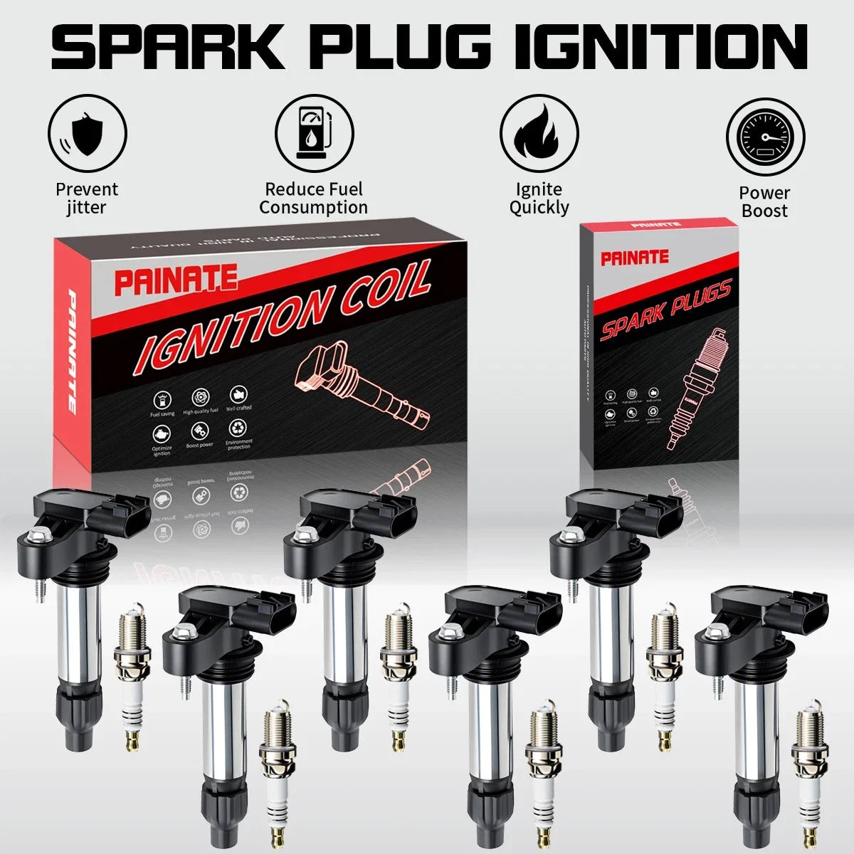 6X UF569 Ignition Coil & Iridium Spark Plug for Cadillac GMC Chevy Buick