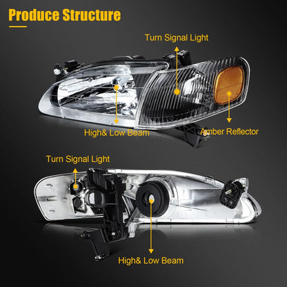 Headlight Assembly for Toyota Corolla (1998–2000) Left + Right Pair