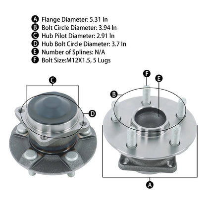 2X Rear Wheel Bearings Hubs for Toyota Celica Corolla Matrix Pontiac Vibe (2000–2015)