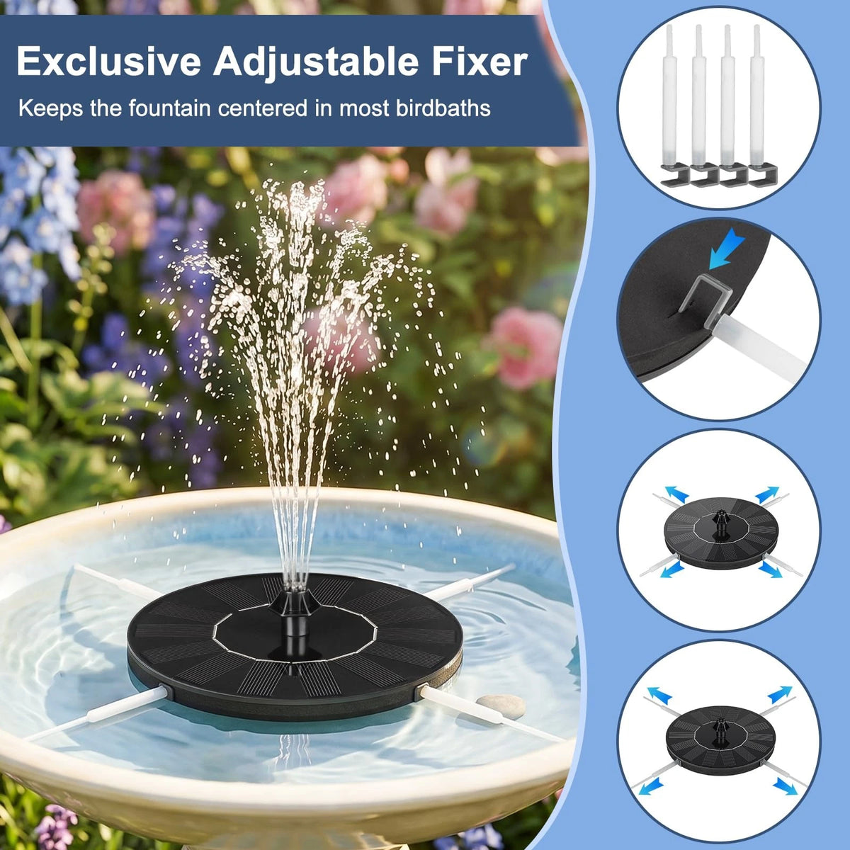 1.4W Solar Bird Bath Fountain for Outdoor Use