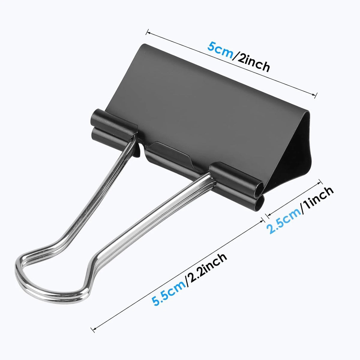 Set of 40 Extra Large 2-Inch Binder Clips - Black (Part No. 123)