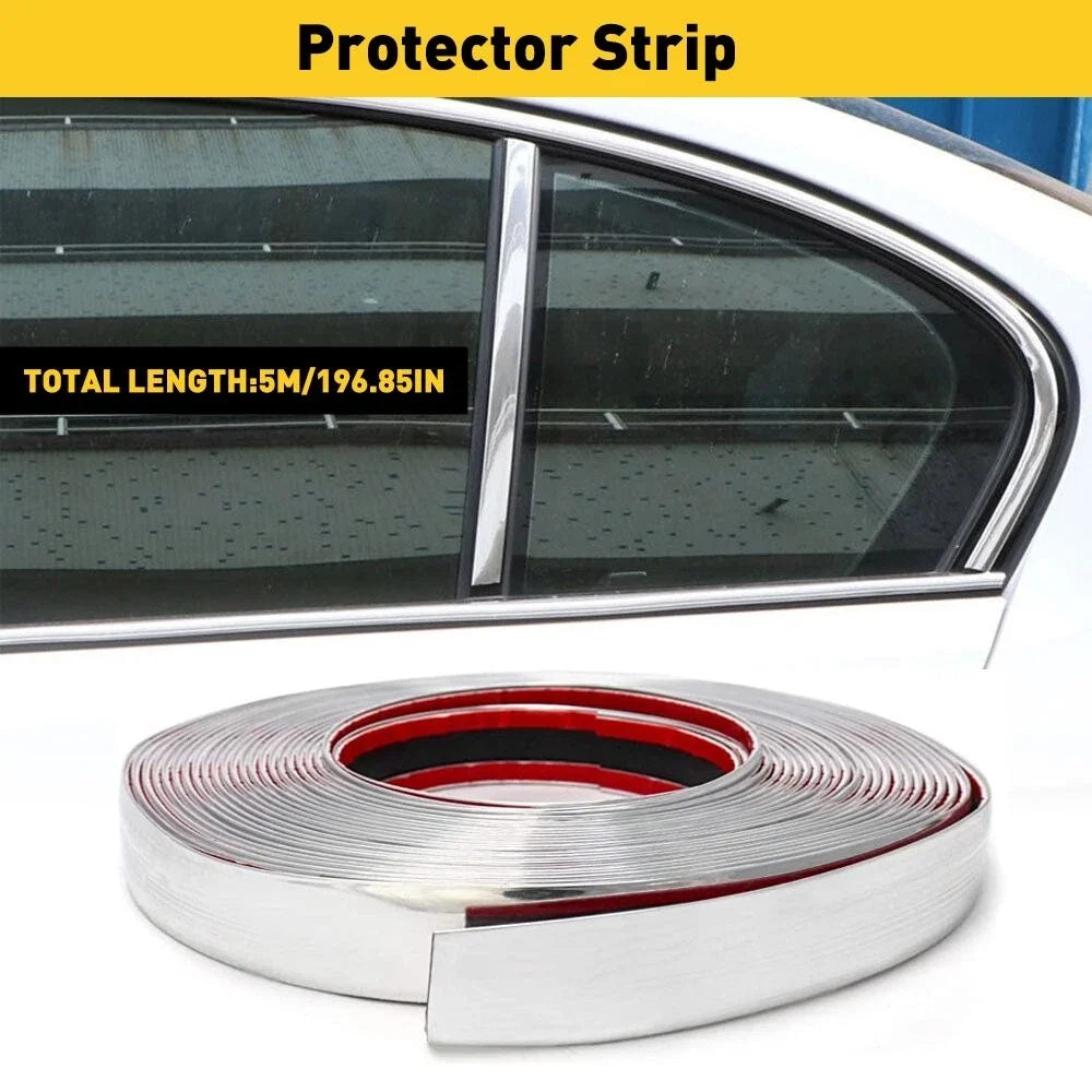 Set of 2 Chrome Door Guard Trim Strips for Trucks SUV (0.8"x16')