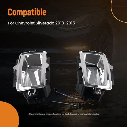 Chrome Fog Light Lamps with Bulb & Bezel for Chevrolet Silverado (2013–2015)
