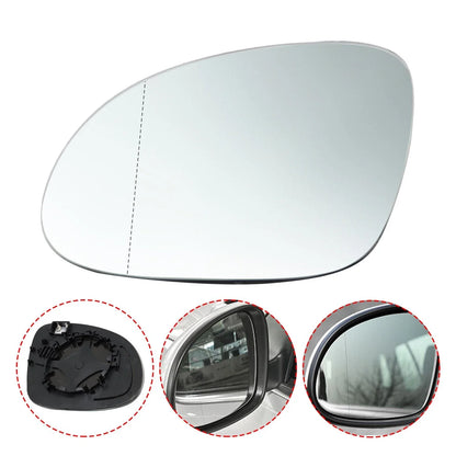 Heated Passenger Left Side Mirror Glass for VW Tiguan (2009–2017) w/Backing Plate