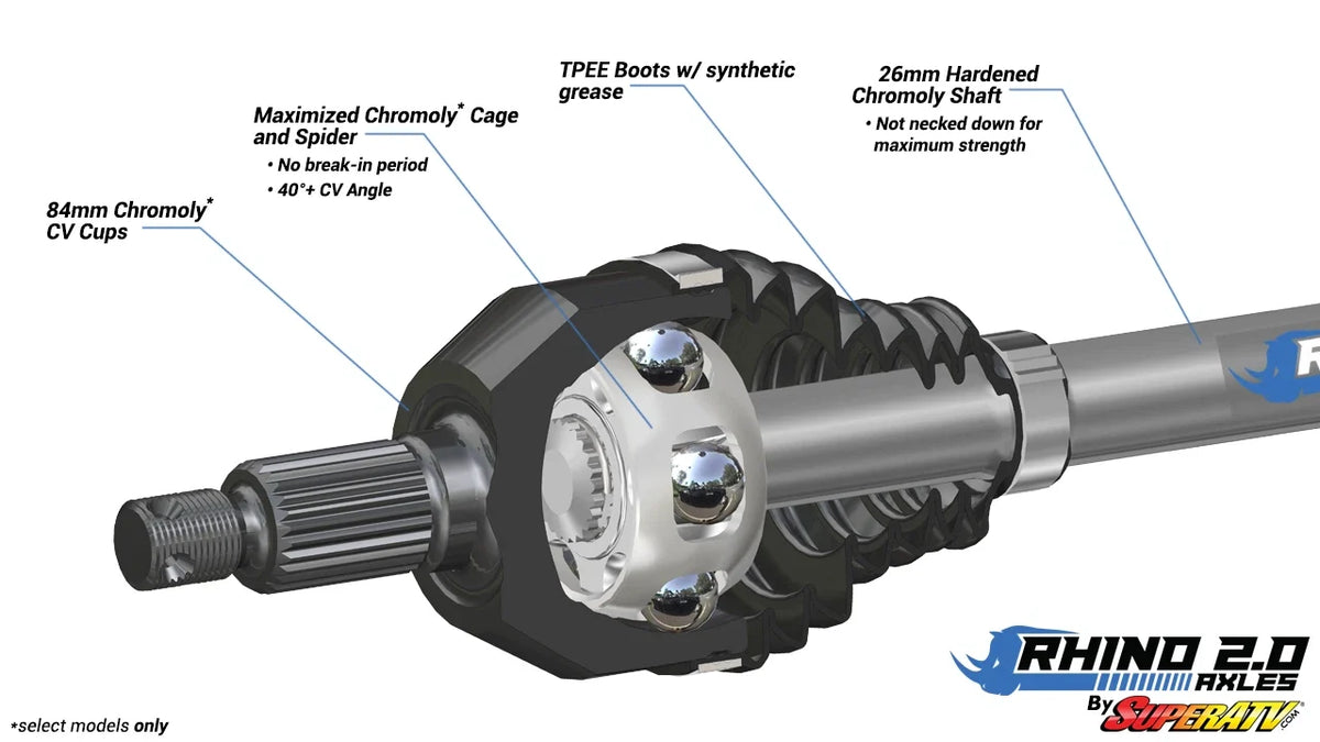 SuperATV Rhino 2.0 Heavy Duty Axle for Can-Am Maverick Turbo (REAR)