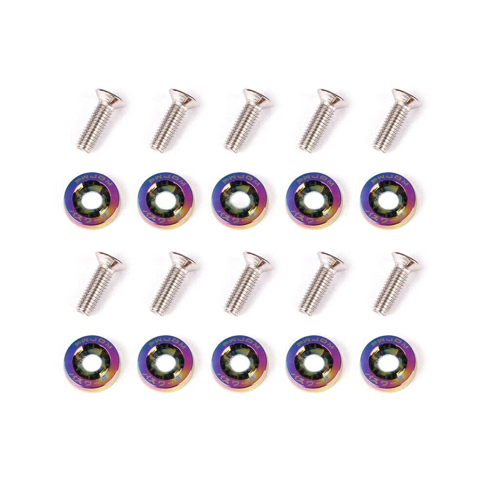20pcs M6 Chrome Car Engine Bumper Fender Washer License Plate Bolt Screws Kit