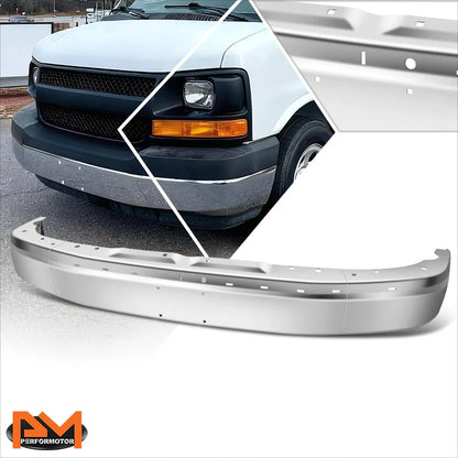 Chrome Steel Front Bumper Face Bar for Chevy Express GMC Savana (2003–2023)