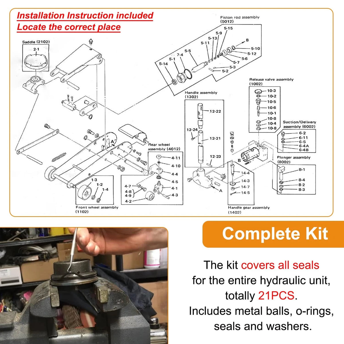 2 Ton Hydraulic Seal Replacement Kit for Craftsman Floor Jack