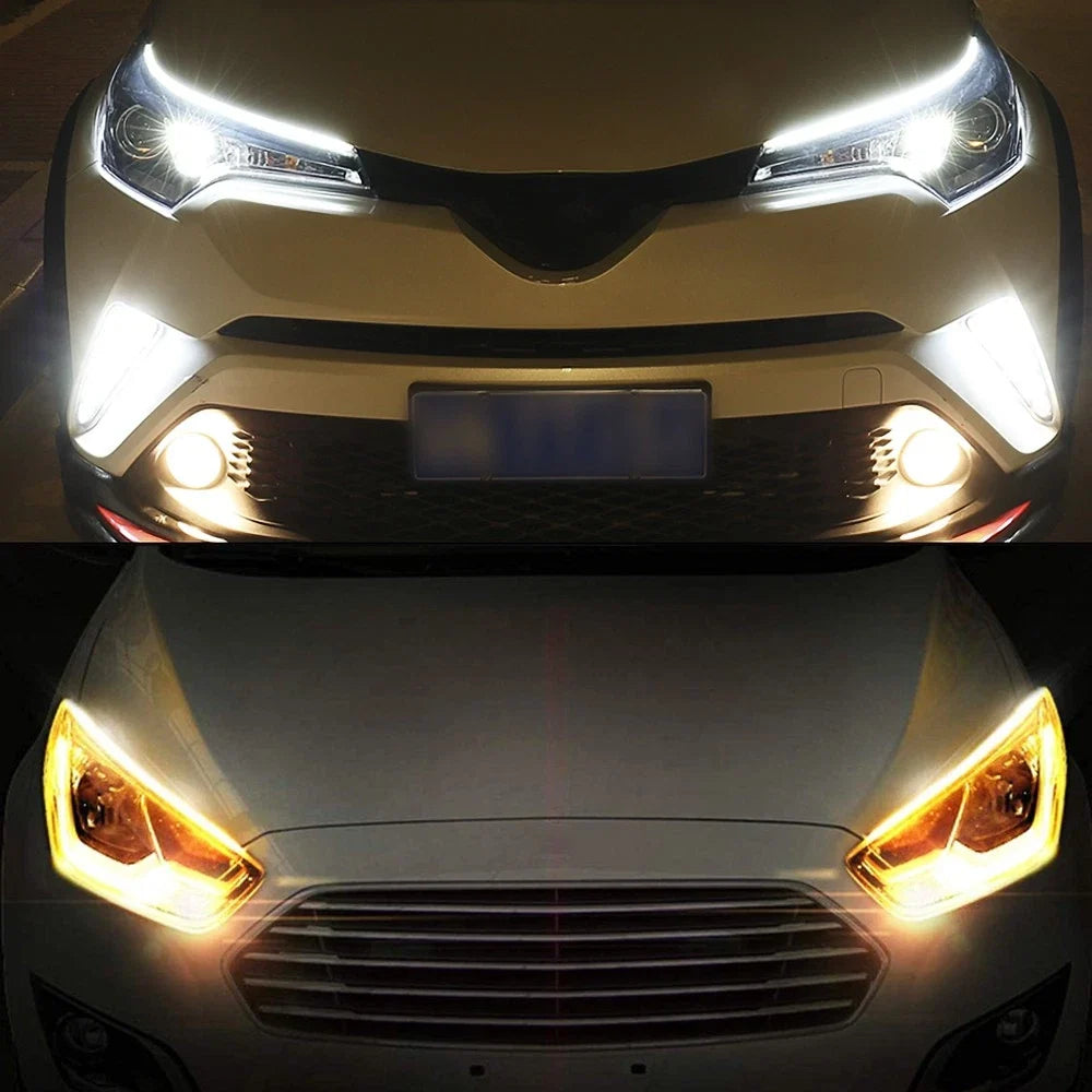 2X Flexible 60cm LED Headlight Slim Sequential Turn Signal Light for Car
