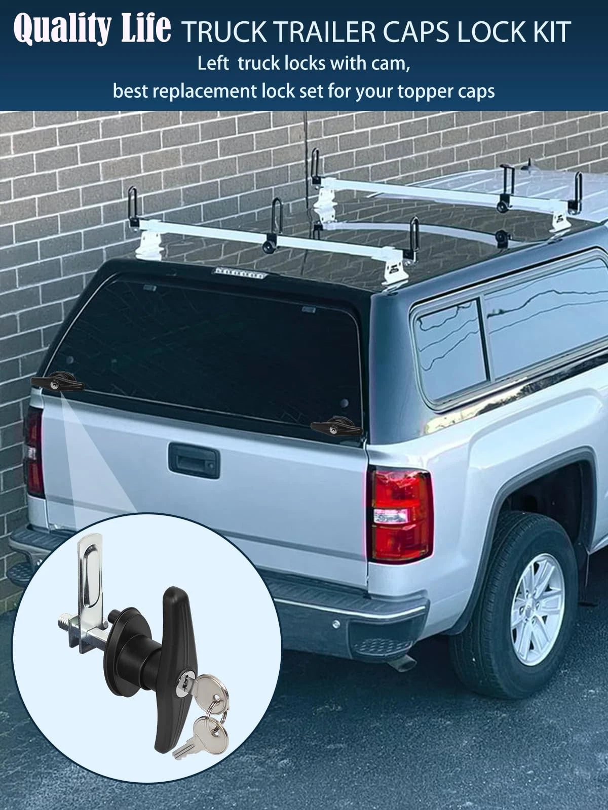 T-Handle Lock Latch Replacement for Truck Cap Camper Shell