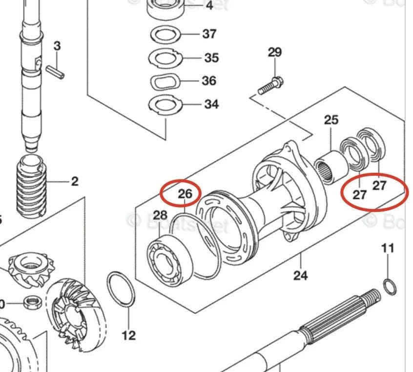 Lower Unit Oil Seal Kit 2X 09282-25001 09280-92004 for Suzuki Marine (70-90 HP)