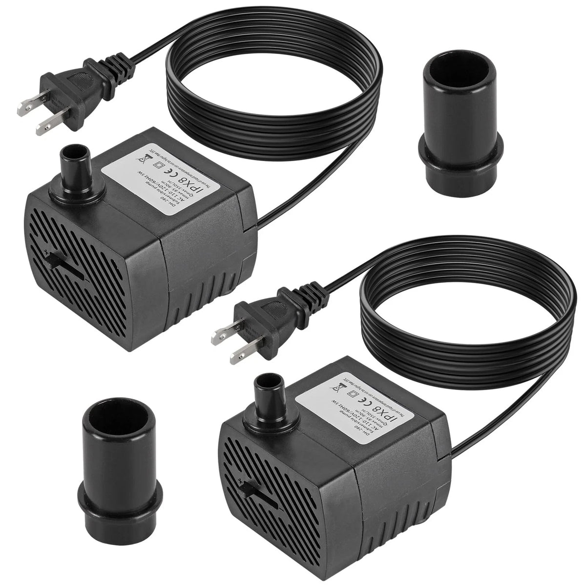2X Mini Submersible Pump for Fountain (95GPH, 5W, 350L/H)