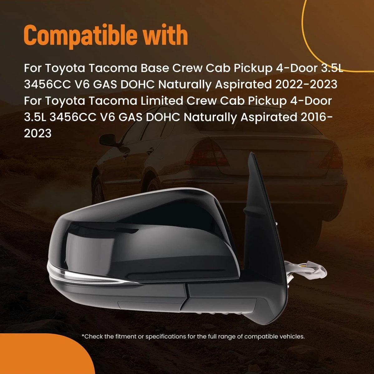 Rear View Side Mirror Set for Toyota Tacoma TRD Sport (2016–2023) Power Signal