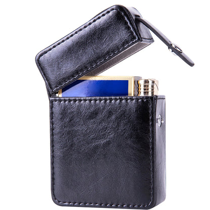 Cigarette Case Storage Pouch for Tobacco - PU Leather Black