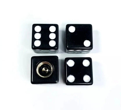 Valve Stem Caps Set of 4 Black and White Dice for Hot Rod Car Truck ATV (——–——)