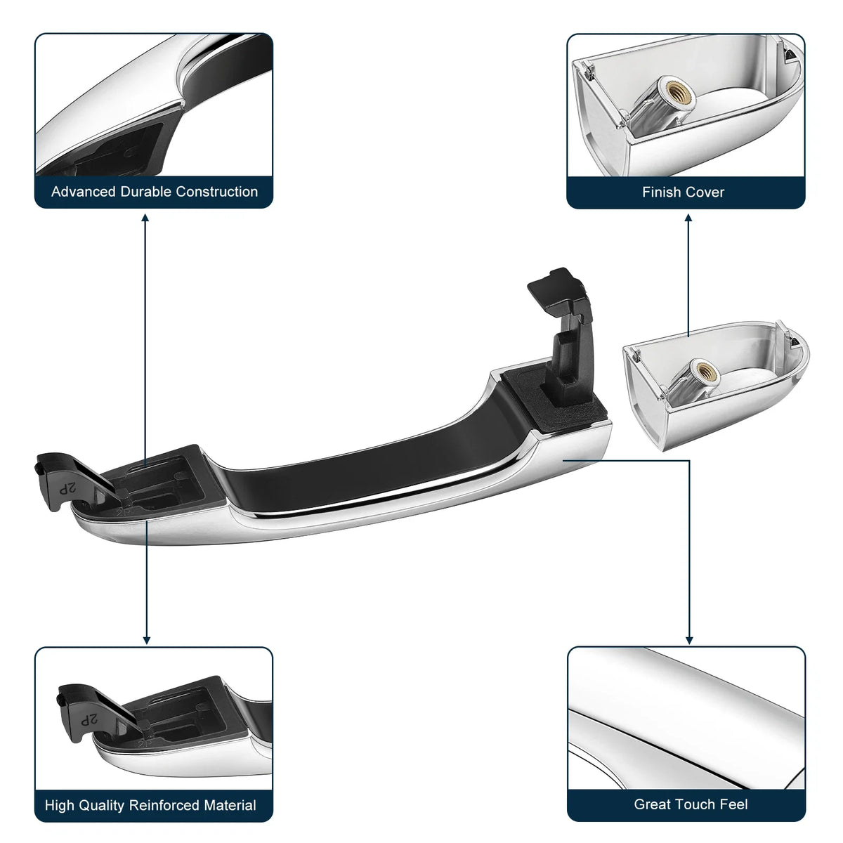 Exterior Rear Left Driver Side Chrome Door Handle for Kia Sorento (2011–2015)