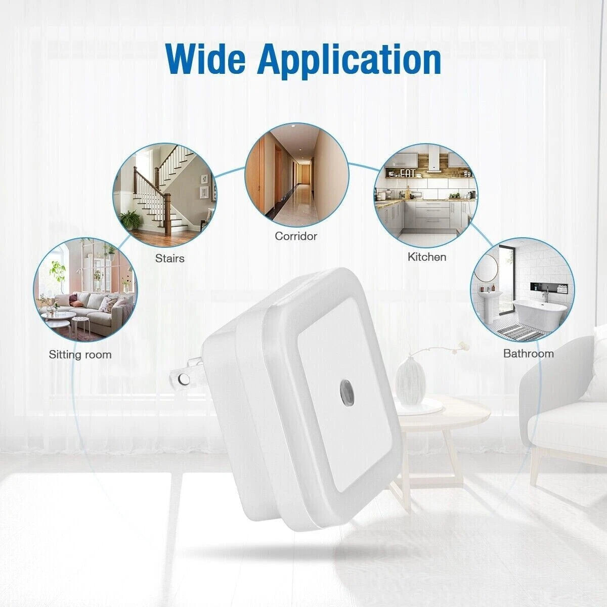 6X Plug-in LED Night Lights for Hallway Kitchen Bathroom (Dusk to Dawn Sensor)