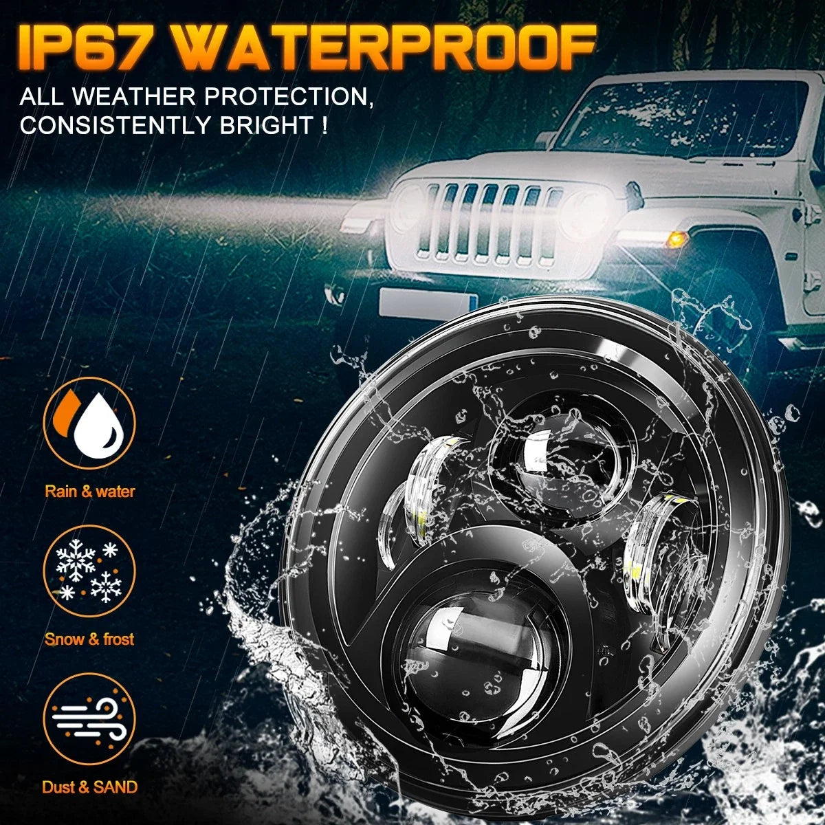 Full LED Projector Headlight Lamps for Jeep Wrangler JK (2007–2018)